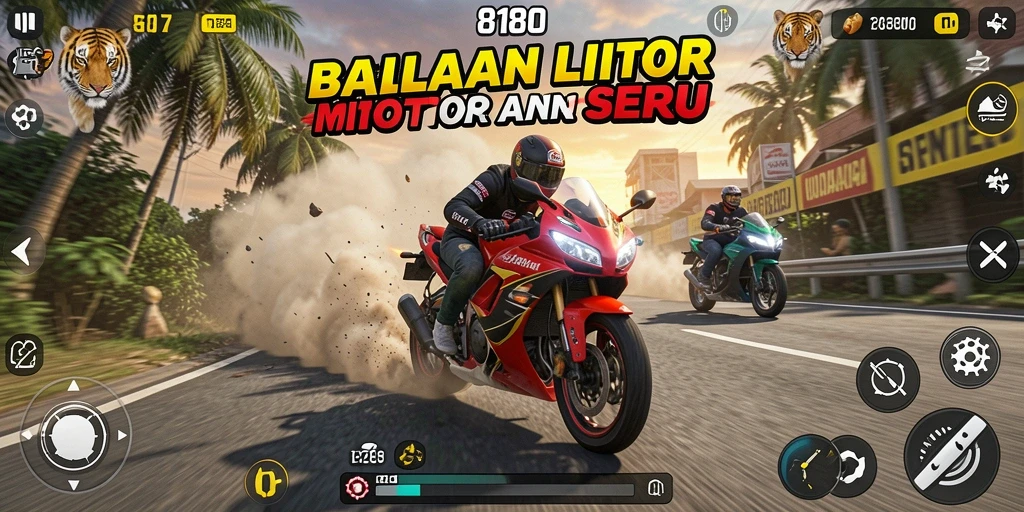 Tampilan gameplay seru dalam balapan motor di 8180.