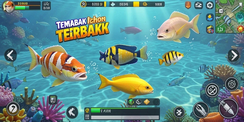 Screenshot D73 menunjukkan aksi tembak ikan yang seru dan menarik.