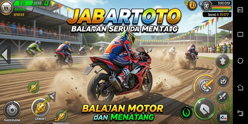 Tampilan menegangkan dari gameplay balapan motor di JABARTOTO.