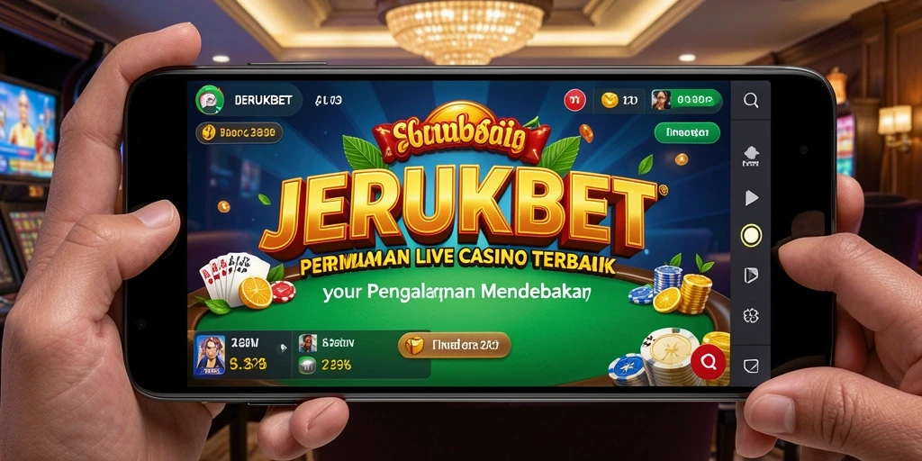 Screenshot permainan Live Casino JERUKBET yang menunjukkan dealer dan pemain dalam aksi.