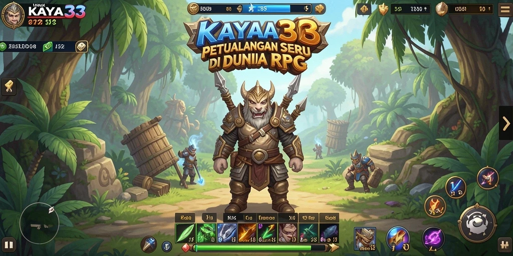 Tampilan gameplay KAYA33 dengan karakter dan pertempuran seru.