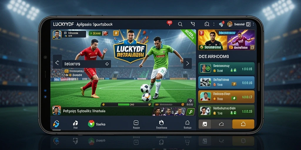 Tampilan screenshot utama LUCKYDF saat pengguna melakukan taruhan olahraga.