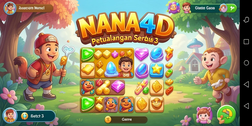Tampilan gameplay NANA4D dengan grafis yang cerah dan menarik.