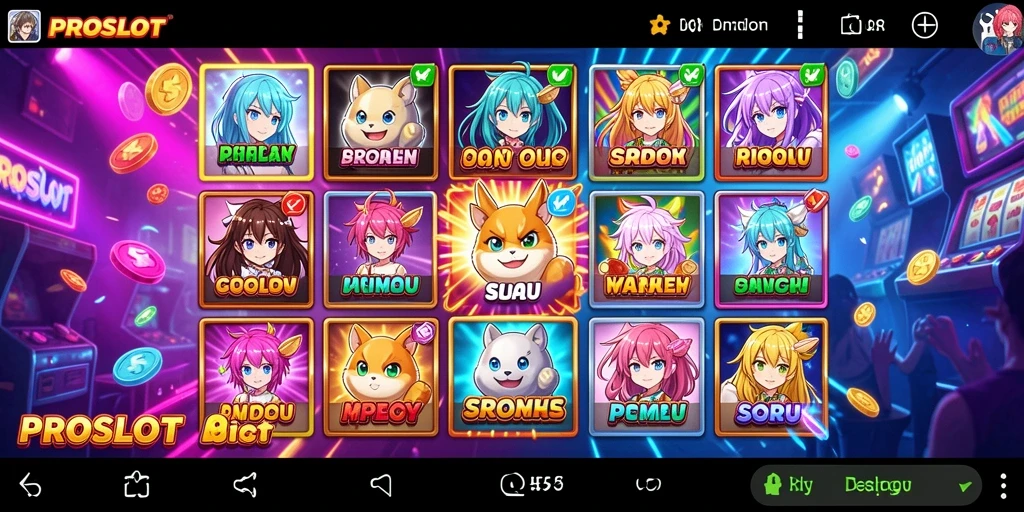 Tampilan gameplay seru di PROSLOT dengan karakter Anime yang menarik.