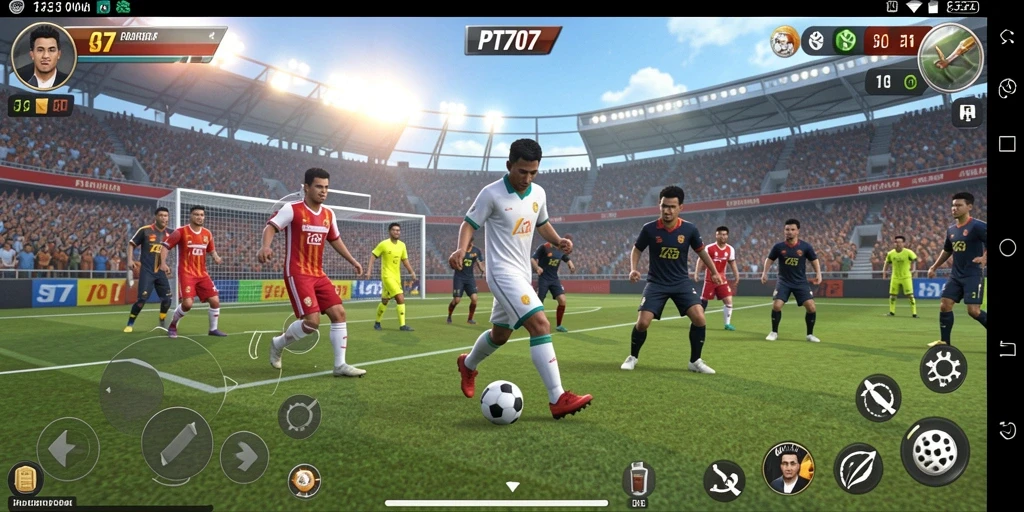 Tampilan gameplay PT707 dengan aksi olahraga yang intens dan grafik memukau.