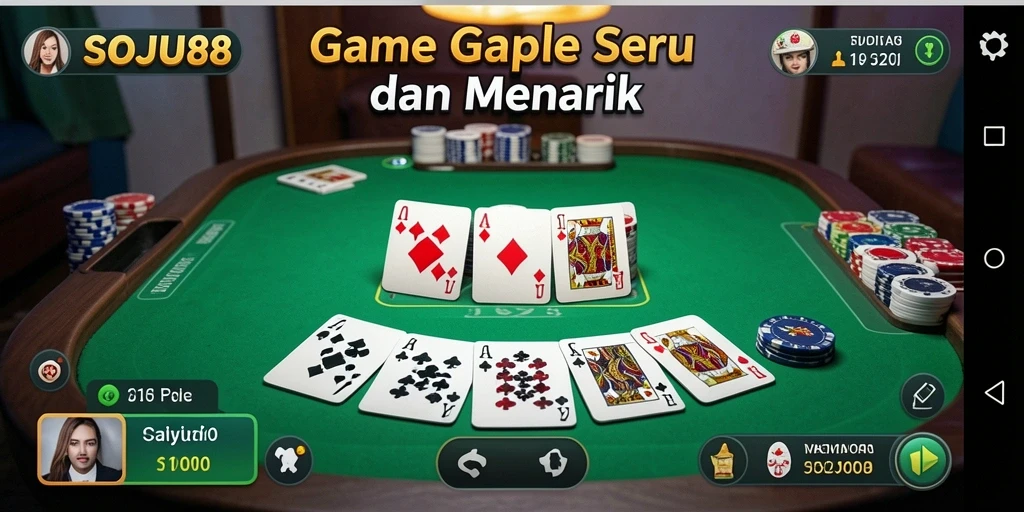 Tampilan gameplay Gaple yang menegangkan dan seru.