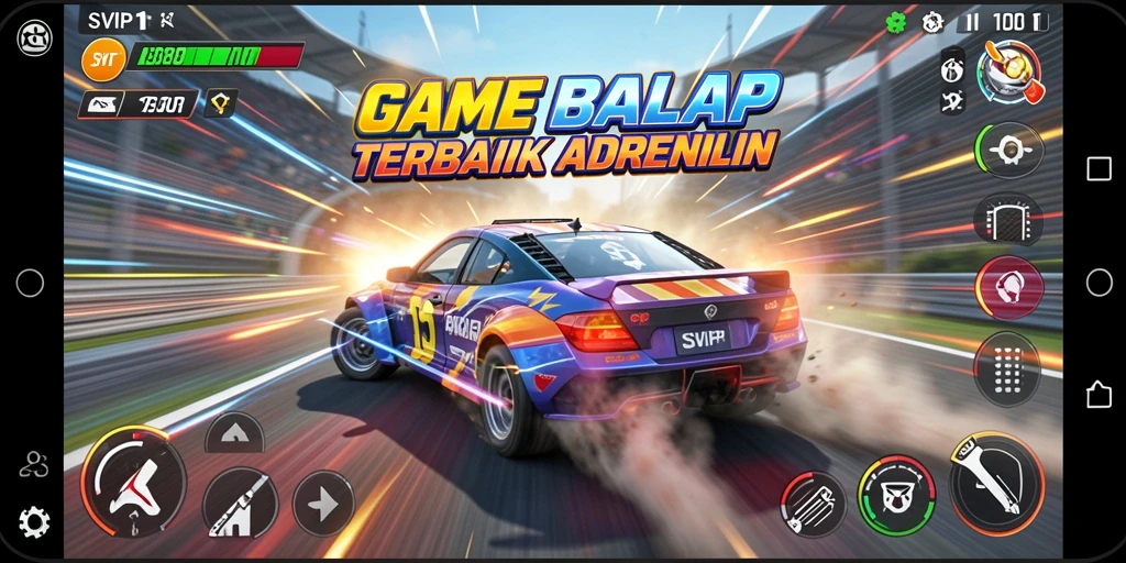 Tampilan gameplay balapan yang seru dan menegangkan di SVIP1.